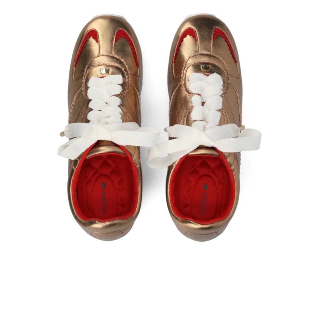BIRDIES Sneakers Shoes Speedgirl Gold Metal Leather 8 NEW NIB - Picture 2 of 3